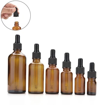 

New 1PCS 5-100ml Amber Glass Liquid Reagent Pipette Bottle Eye Dropper Drop Aromatherapy 7 Sizes