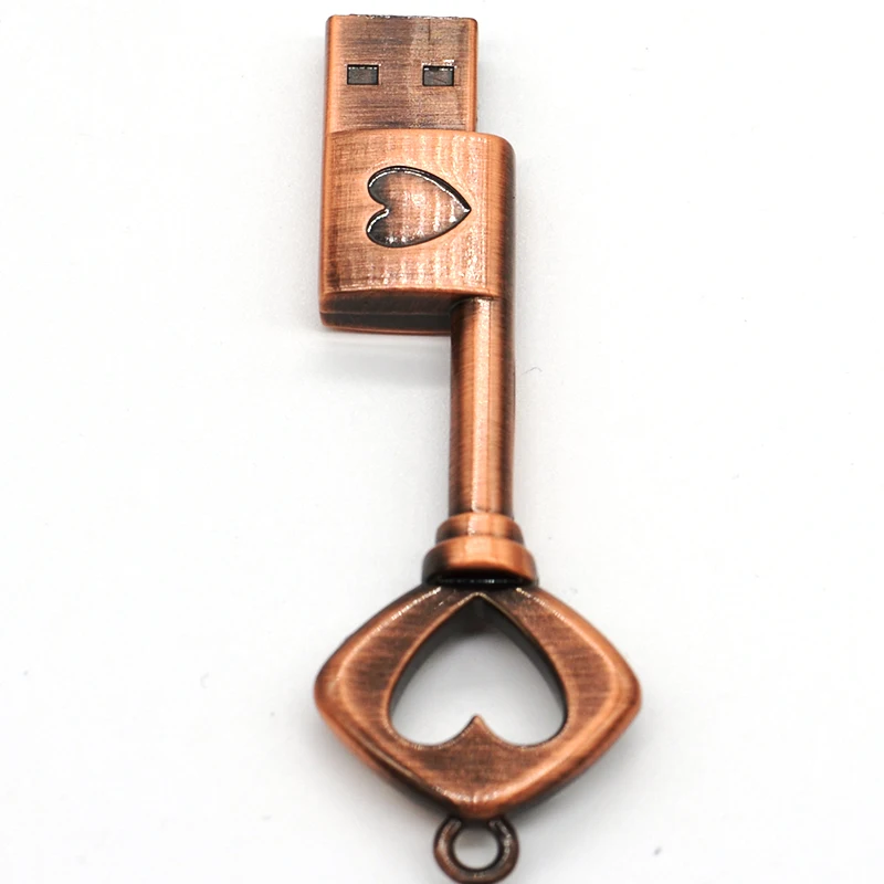 USB флеш-накопитель металлический Чистый медный сердечный ключ подарок USB флэш-накопитель мини-usb-накопитель ключ подлинный 2 ГБ 4 ГБ 8 ГБ 16 ГБ 32 ГБ 64 Гб флешка