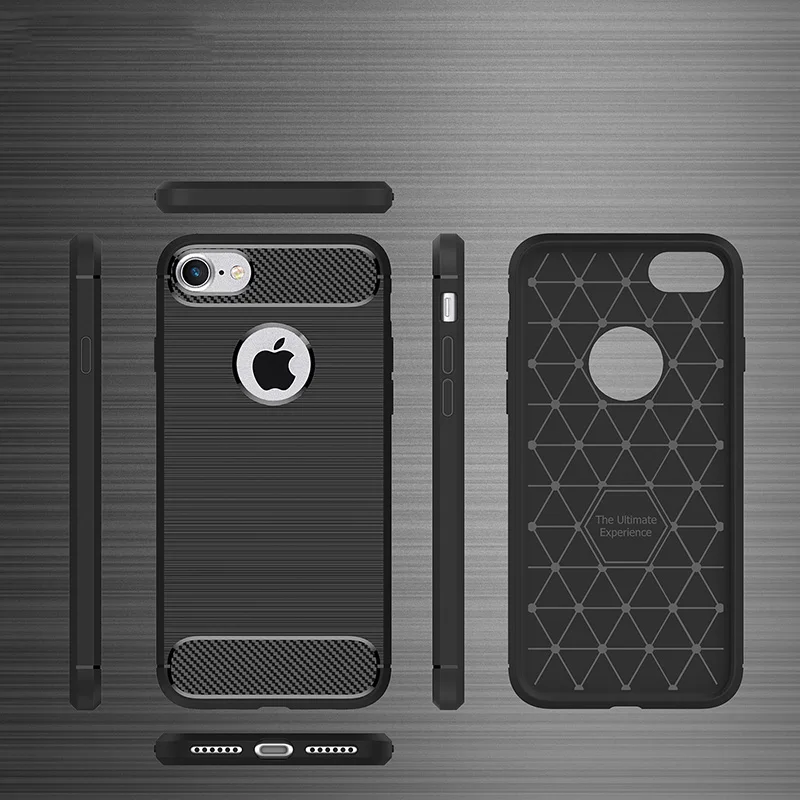 Carbon fiber burshed silicone  case iphone 5 5s 6 6s 7 8 plus (2)