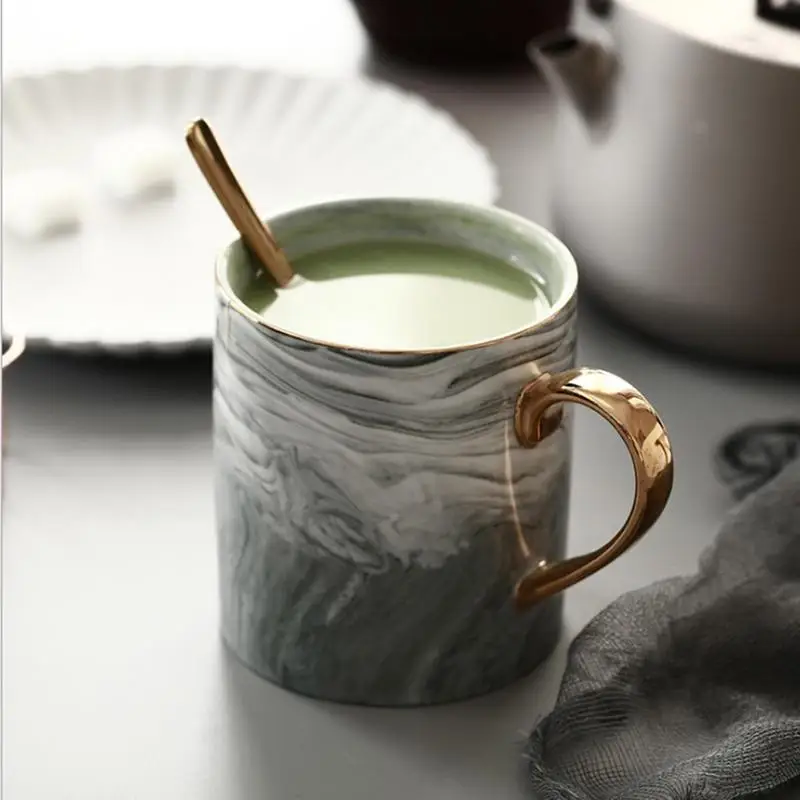 Керамическая чашка mCoffee чашка для молока Европейская позолоченная кромка кружка офисная чашка специальный Мраморный дизайнерский фарфор чайная чашка для подарка школы офиса