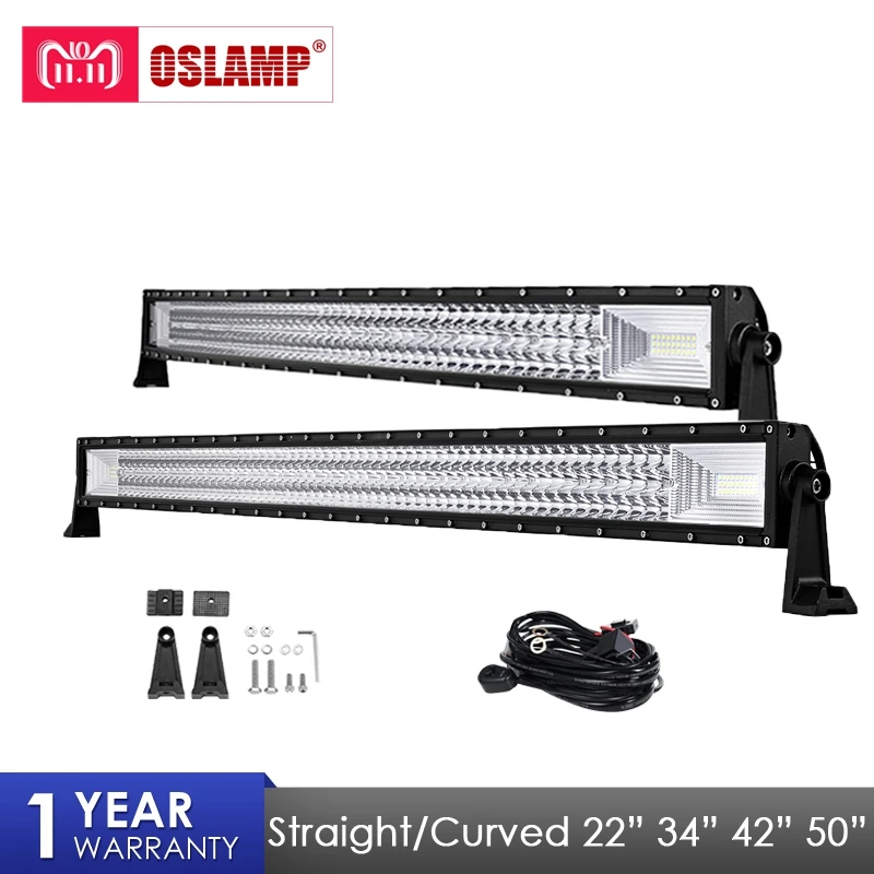 

Oslamp LED Light Bar 22" 34" 42" 50" Straight Curved Work Light Fit 4x4 Truck ATV RZR Trailer Car Roof Offroad Driving Bar Light