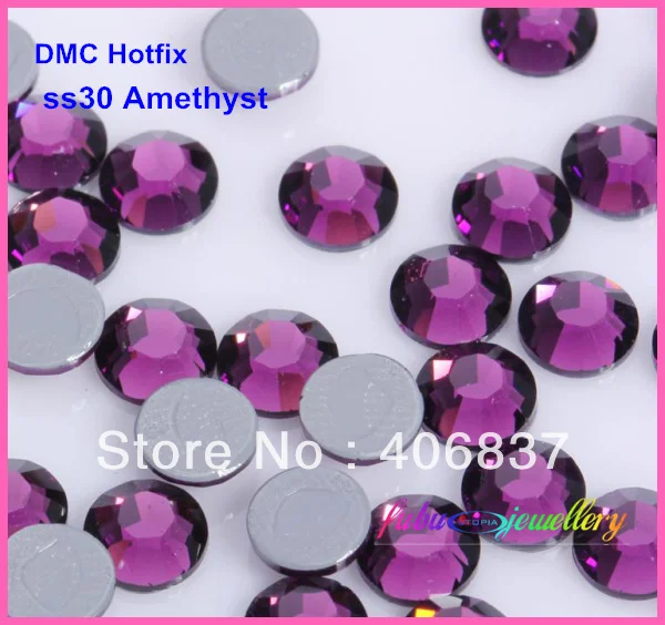 

Free Shipping! 288pcs/Lot, ss30 (6.3-6.5mm) High Quality DMC Amethyst Iron On Rhinestones / Hot fix Rhinestones