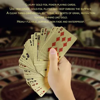 

Portable Size Durable 24K Gold Foil Plated Playing Cards Adult Play Game Gold Foil Poker Card Playing Cards Best Gift
