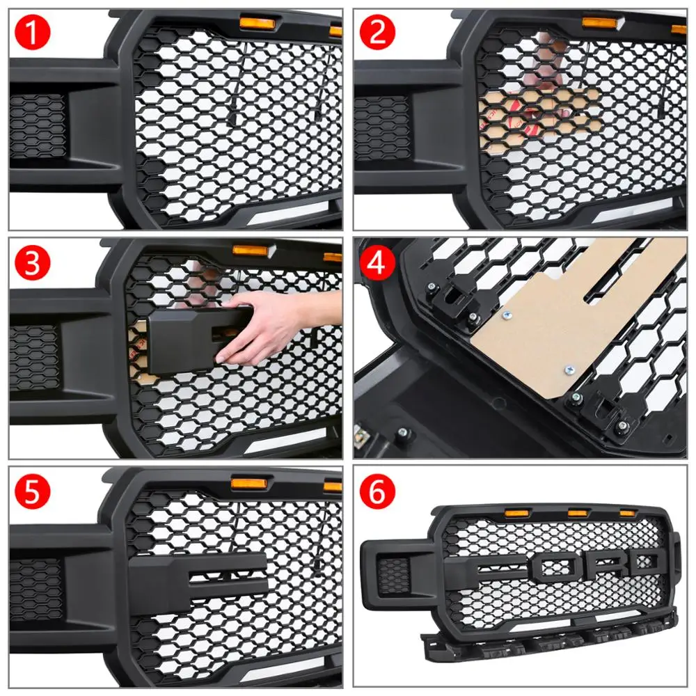 Новый черный Grile подходит для Ford F150 2018 2019 светодиодный сотовый Раптор стиль с