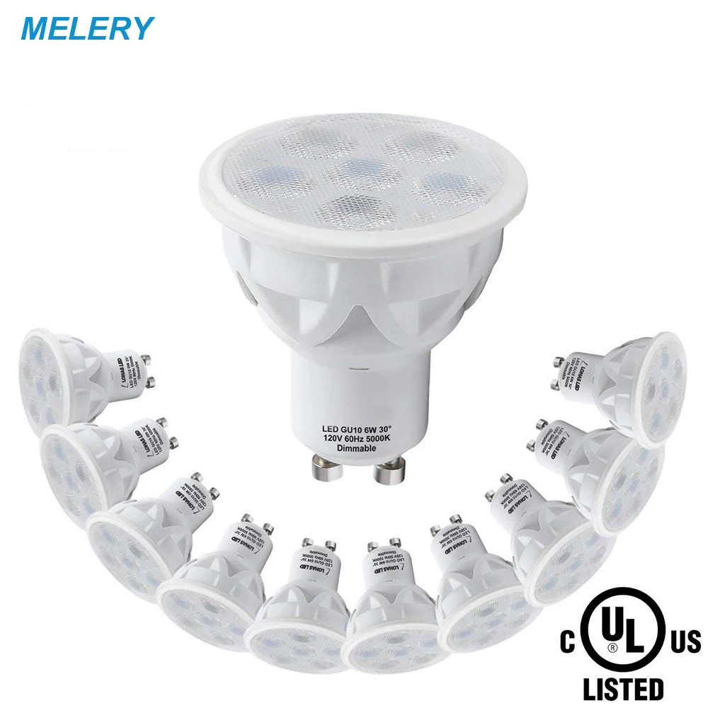 

LED Light Bulb Dimmable GU10 Lamp Daylight 5000K 50W Recessed Lighting 6W Energy Saving Spot Light for Home Lighting-10PACK