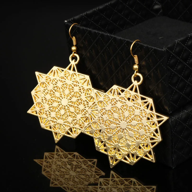 

MQCHUN Flower of Life Earrings Tribal Geometry Earrings Boho Fashion Silver Gold Color Drop Dangle Earrings Handmade Jewelry