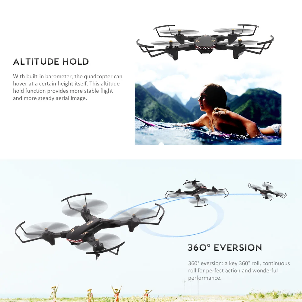 VISUO XS809S 0.3MP Camera Drone Wifi FPV Foldable Selfie RC Drone Altitude Hold G-sensor Quadcopter with Extra Battery Dron (19)