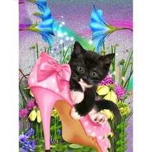 Полный квадратный алмаз 5D DIY Алмазная картина фото на заказ "черные кошки" Высокий каблук 3D вышивка Пейзаж Вышивка крестиком Мозаика Декор