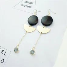 Free shipping Euramerican style natural wood geometric simplicity temperament splicing chain women earrings