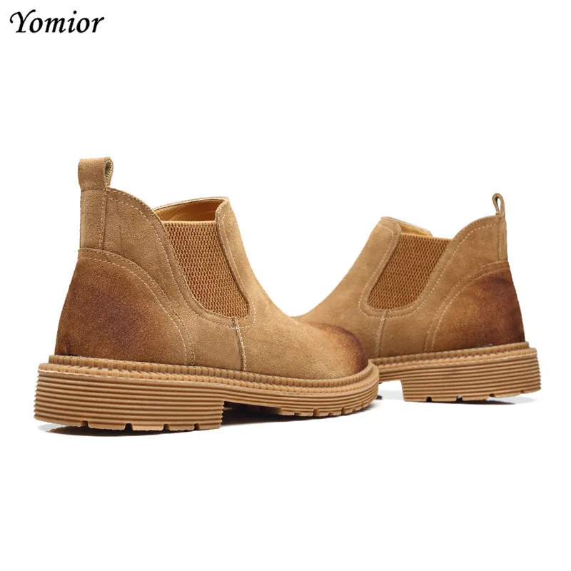 Noir Haute jaune Hiver Hommes En Bottes Vintage Qualité sur gris Slip Robe Cuir Formelle Chelsea New Mode Yomior Automne Cheville Véritable UqdRUx