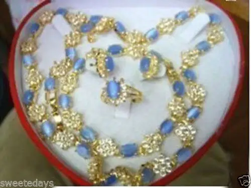

Beautiful necklace bracelet ring earrings set no box ^^^@^18K GP style Fine jewe Noble Natural jade