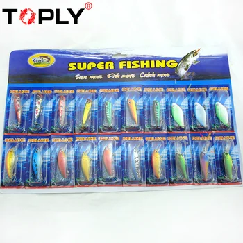 

20 Pcs Fishing Lures Set Minnow with Treble Hook Barb Fake Artificial Bait Feeder Carp Fish