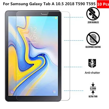 

10PCS Tempered Glass For Samsung Galaxy Tab A 10.5 2018 T590 T595 Screen Protector Film for SM-T595 SM-T590 10.5" Tablet +pen