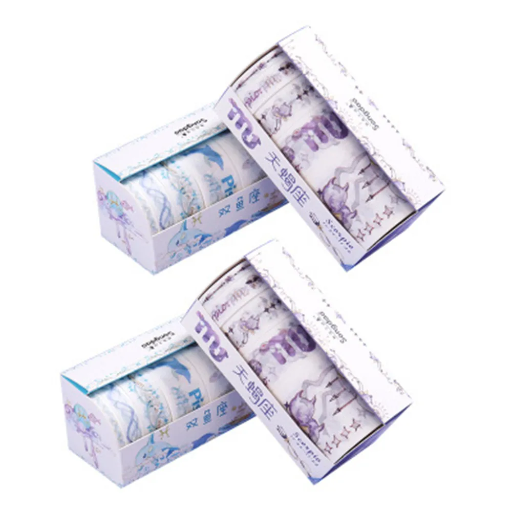 

5Pcs/set Creative Twelve Constellation Series Paper Tape Set DIY Album Diary techo decoration stickers masking tapes