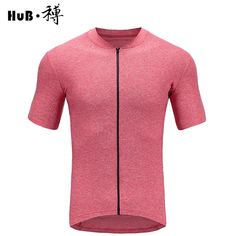 

HuB Pink Cation Cycling Jersey With Pocket YKK Zipper Bike Short sleeve mtb road Bicycle T-Shirt Bike Clothing Racing maillot