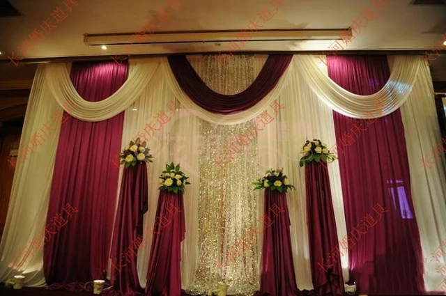 Wedding 3mx6m Backdrop Luxurious Marriage Stage Background With Wedding 3mx6m Backdrop Luxurious Marriage Stage Background With Beatiful Swag Decoration
