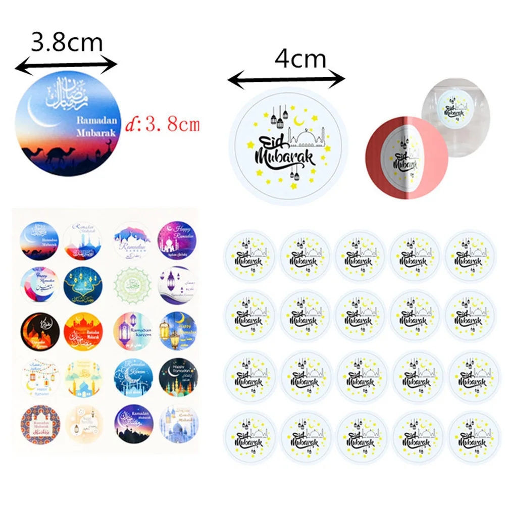 

60Pcs Eid Mubarak Stickers Box Lable Paper Seal Gift Stickers Ramadan Mubarak Stickers Eid Decorations Islamic Muslim Gifts