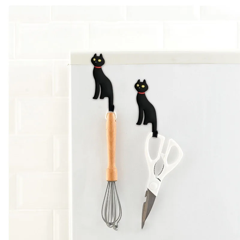 1Pcs 3D Wall Stickers Fridge Magnet Black Cat Tail hook Wall Sticker Home Decor Kids Rooms Wall Decoration Fridge sticker