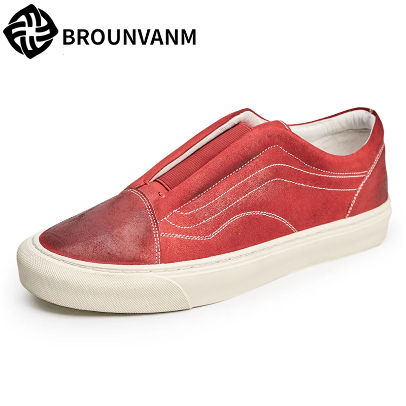 

spring and autumn summer men's Genuine Leather shoes 2018 new youth all-match cowhide loafer Driving shoes soft men sneaker