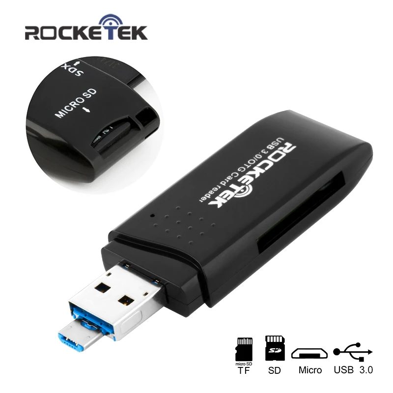 Rocketek usb 3,0 multi 2 в 1 памяти otg Телефон card reader 5 Гбит/с адаптер для SD/TF micro SD для ПК компьютер аксессуары ноутбуков