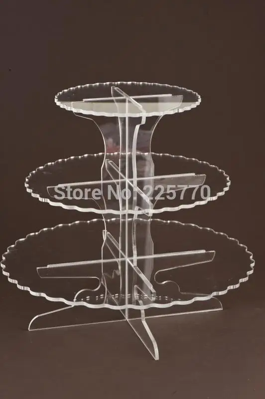

Big Style High Quality Clear Round 3 Tier Cupcake Stand For Wedding