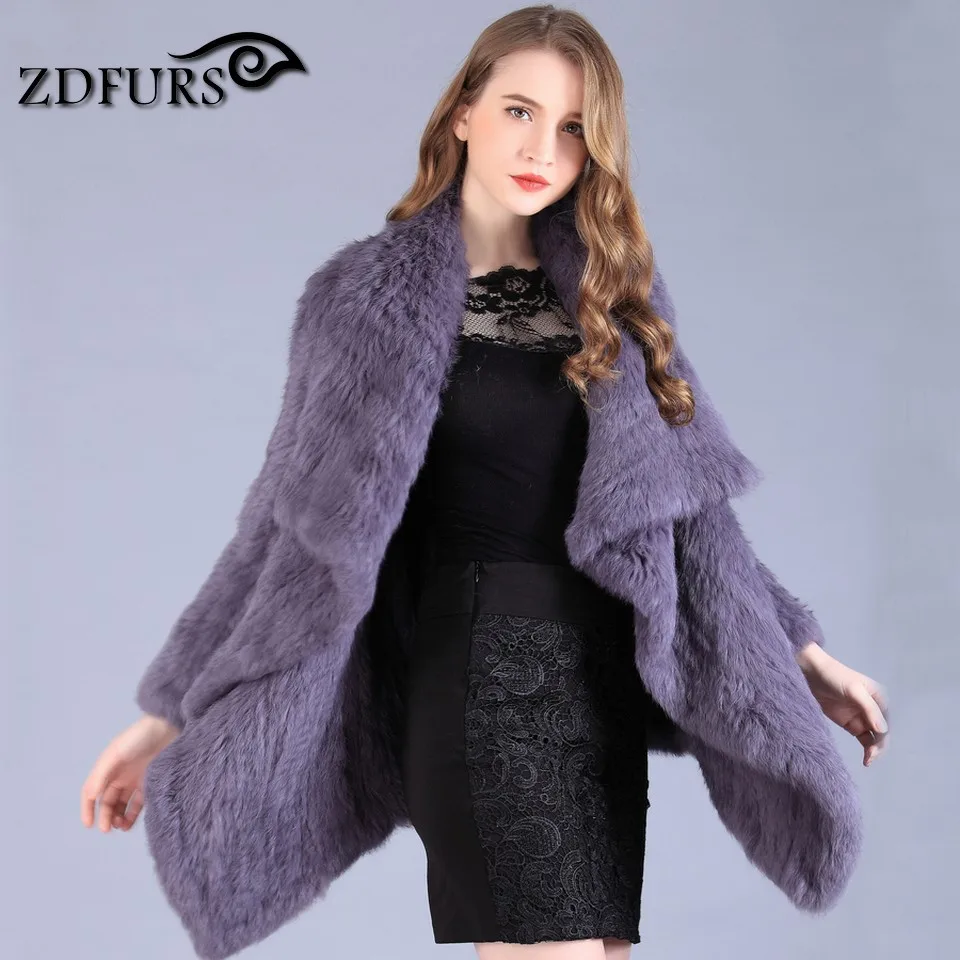 ZDFURS * натуральная Шуба из меха кролика Модная женская вязанная шапка кролиного