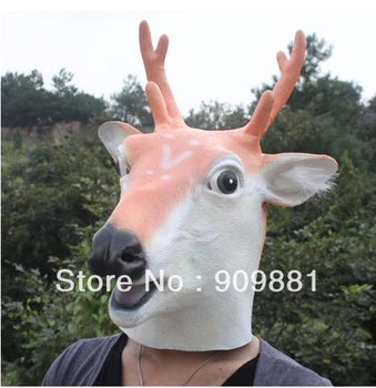 

Full Head Creepy Halloween Masquerade Sika Deer Latex Mask Vivid Animal Masks For Adults Used For Costume Party Cosplay Props