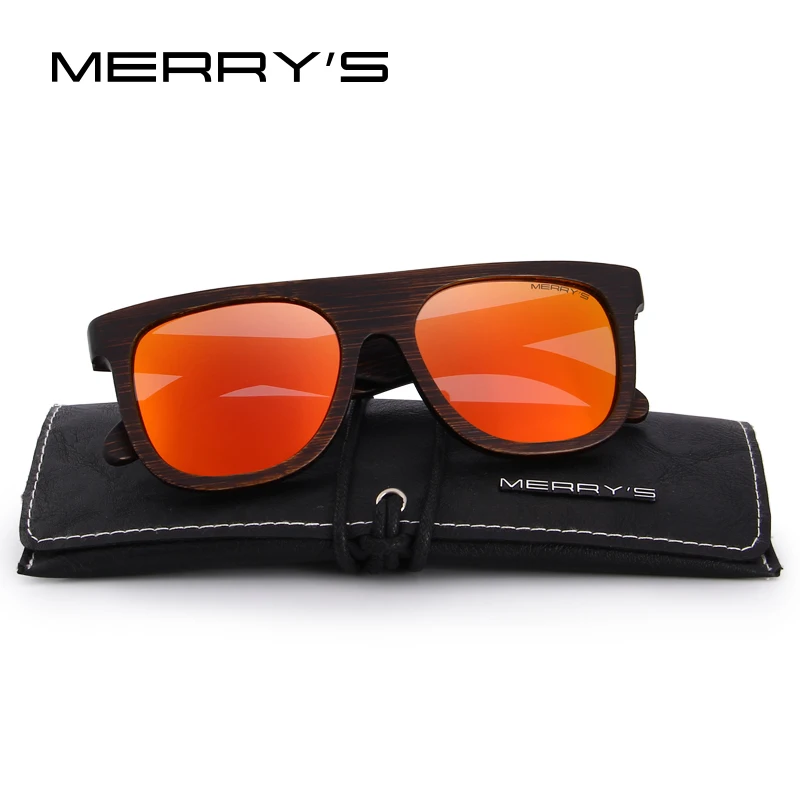 MERRYS Дизайнерские мужские деревянные поляризованные солнцезащитные очки ручной работы УФ-защита S5085 - Цвет линз: C03 Red