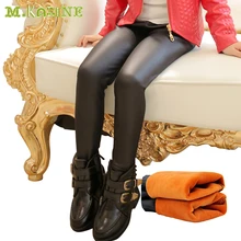 Nouveau Mode Hiver Polaire Épaisse Chaud Filles Leggings Skinny Noir Enfants Pantalon Bébé Filles PU Bottes En Cuir Adolescents Pantalon Frais