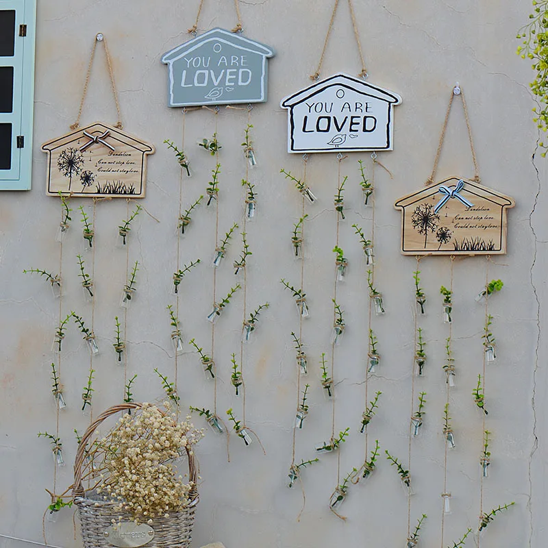 

Postral Creative Wooden Letter Board Mini Glass Bottle Wind Chimes Shop Door Decoration Wall Decor Wind Bell Photo Organizer