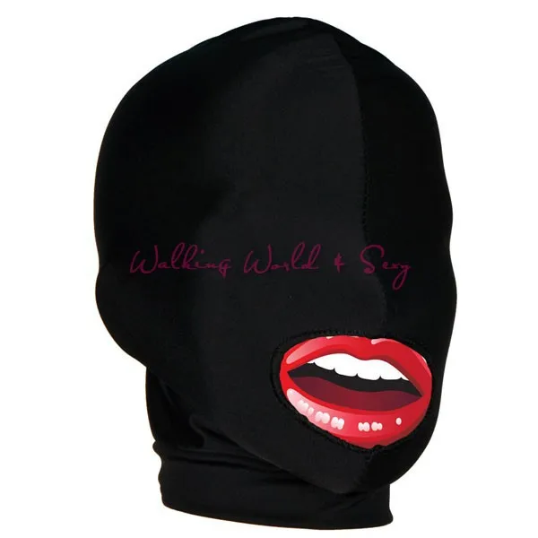 Adult Sexy Toys Fetish Open Mouth Mask Head Bondage Hood Black Sex Mask Seduction Headgear Flirt Sex Products For Couples (3)