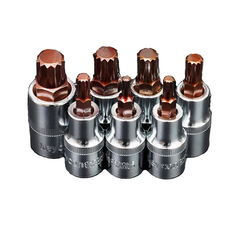 

7Pcs 1/2 Inch M5-M16 12 Tooth Screwdriver Bit Drive Socket Head Chrome Vanadium Steel Spline Screwdriver Set Hand Tools