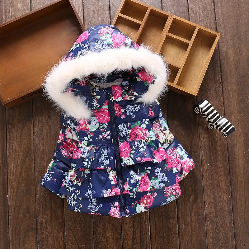 

BibiCola Baby Girls Winter Warm Infant Kids down parkas Hooded snowsuit Jackets Parkas Outerwears thick warm Coats ski suit