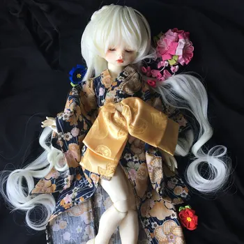 

High Temperature Synthetic Fiber Long Curly Beige Color Wigs Hair for Smaller 1/3 BJD Doll Wholesales
