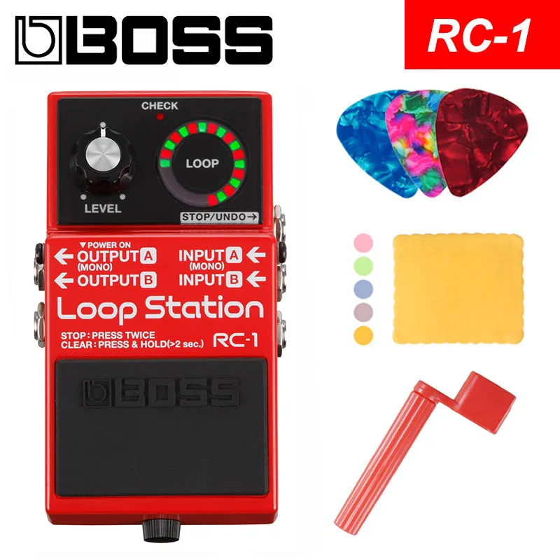 Boss RC-1 или RC-3 петля станция педаль для комплект для гитары с медиками, полировочная ткань и струны моталки - Цвет: Boss RC-1