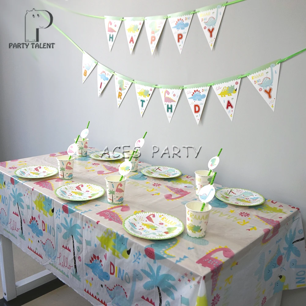 

Party supplies 26pcs for 8kids Dinosaur theme birthday party decoration tableware set, plate+cup+straw+banner