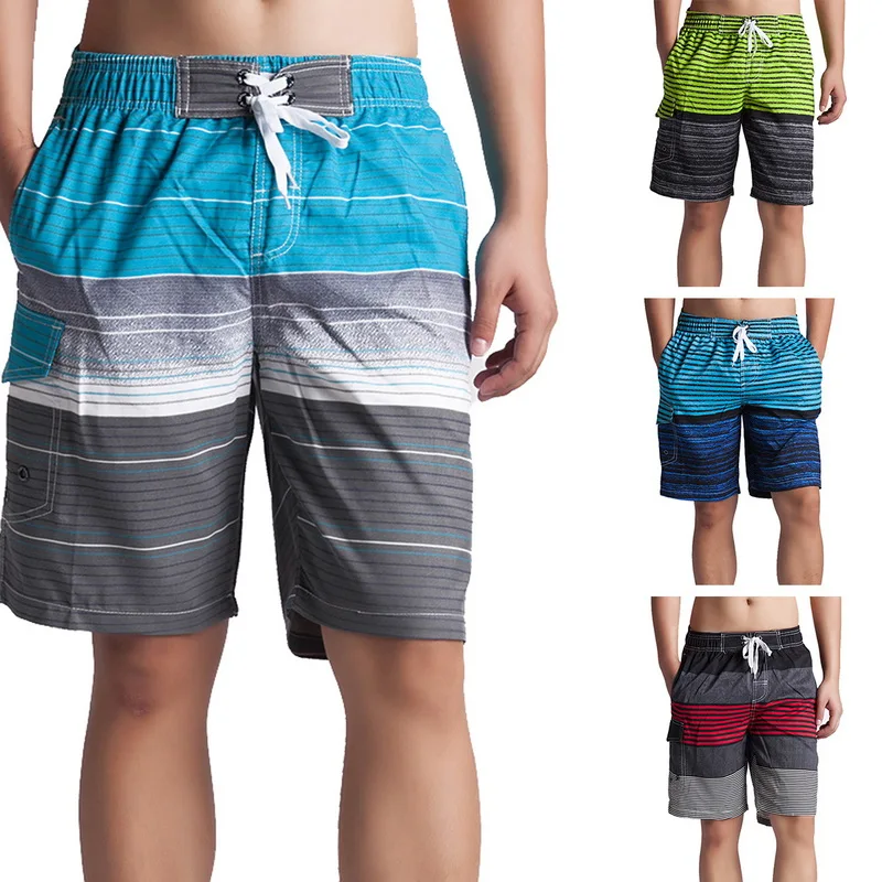 HEFLASHOR 2019 Fashion Male Beachwear Striped Printed Beach Shorts Men Swim Trunks Quick Dry Board With Mesh Lining Soft | Мужская