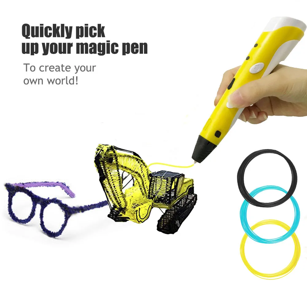 

3D Pen Magic 3D Printer Printing Pen Drawing 3D Pens 3 D Pen With 3 Colors ABS Filaments Best Birthday Christmas Gift For Kids