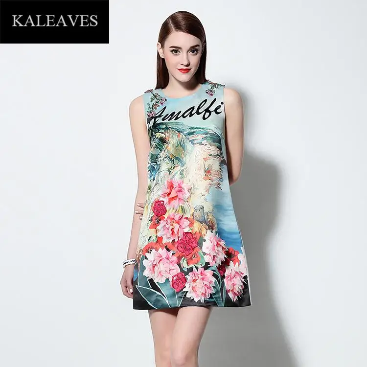 High end Dress 2016 Summer Latest Runway Fashion Embroidery Elegant