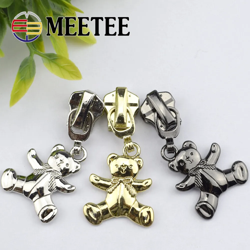 

10pcs Meetee 5# Cartoon Bear Fix Zipper DIY Zip Slider Repair Kit Replacement for Zip Sewing Tailor Tools Clothing Accessories