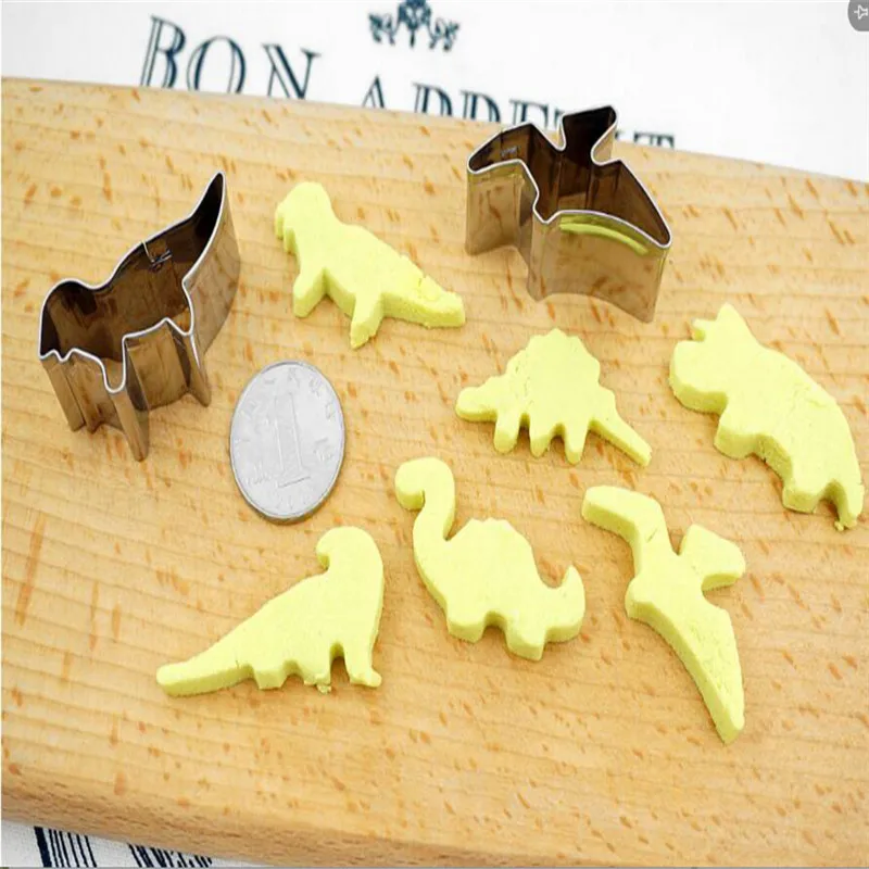 

New Stainless Steel Biscuit Mould Dinosaur Shape Fondant Cake Mold DIY Sugar Craft Jurassic 3D Pastry Cookie Cutters Cake Tools