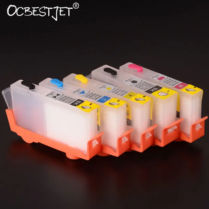 

5pcs Refillable Ink Cartridge For HP862 Photosmart B8558 C6388 5510 7510 B210D B210E Printer with Permanent Chip