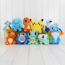 10Pcs Lot Anime Wobbuffet Squirtle Charmander Bulbasaur Charizard Mudkip Lugia Poliwag Lapras Plush Dolls Toys