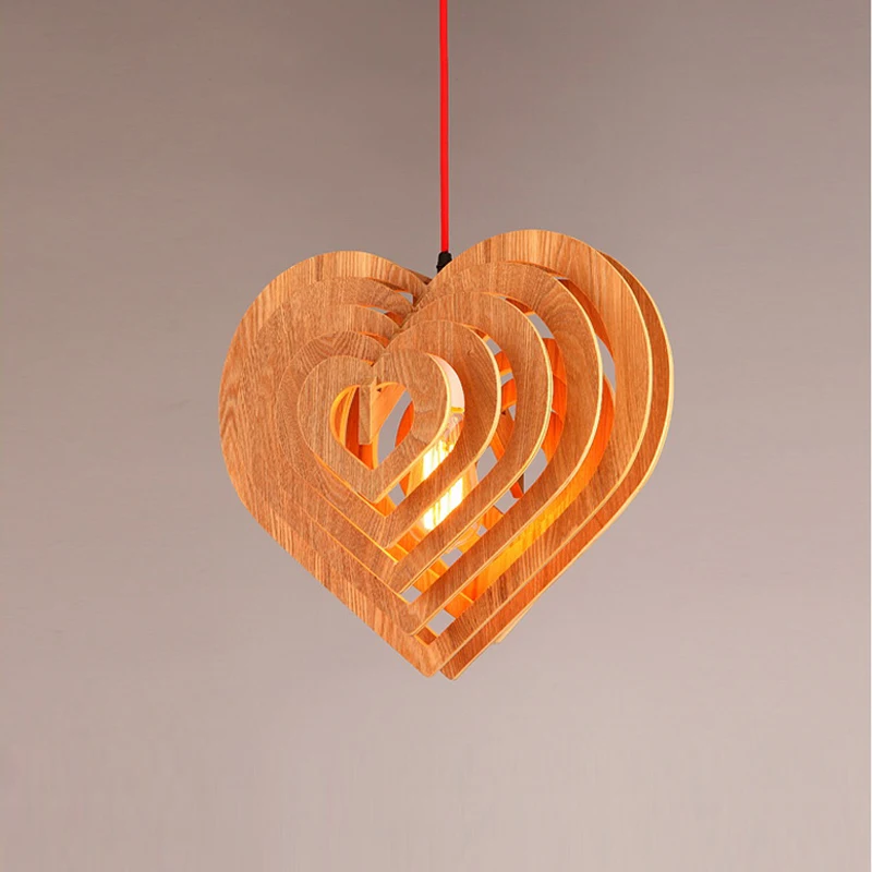 

2017 Modern Love wooden Pendant Lights Indoor Lighting European-style Hanging Light Living Room Bedroom Bar E27 fixture Decor