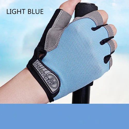 Vihir мужские и женские перчатки для велоспорта с половинным пальцем противоскользящая дышащая гелевая подкладка MTB дорожные Горные перчатки велосипедные спортивные перчатки - Цвет: Light Blue