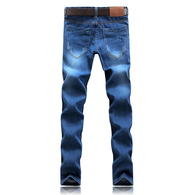 B&H Men's Jeans Classic Direct Stretch Dark Blue Business Casual Denim Pants Slim Scratched Long Trousers Gentleman Cowboys