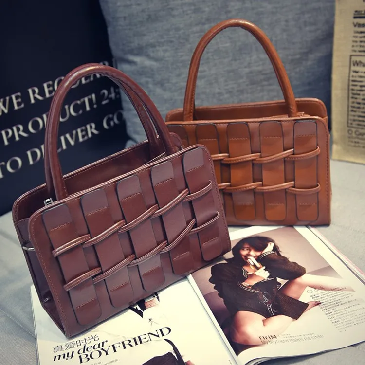 

Women Bag 2017 Autumn and Winter New European and American Fashion Woven Bag Small Square Package Handbag Messenger Bag