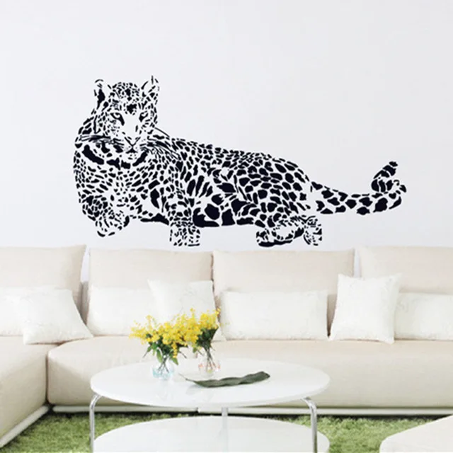  % Cartoon animal Black Cheetah Leopard PVC Wall Stickers 3D Removable Wall Decals Home Decor Sticke - 32850605012