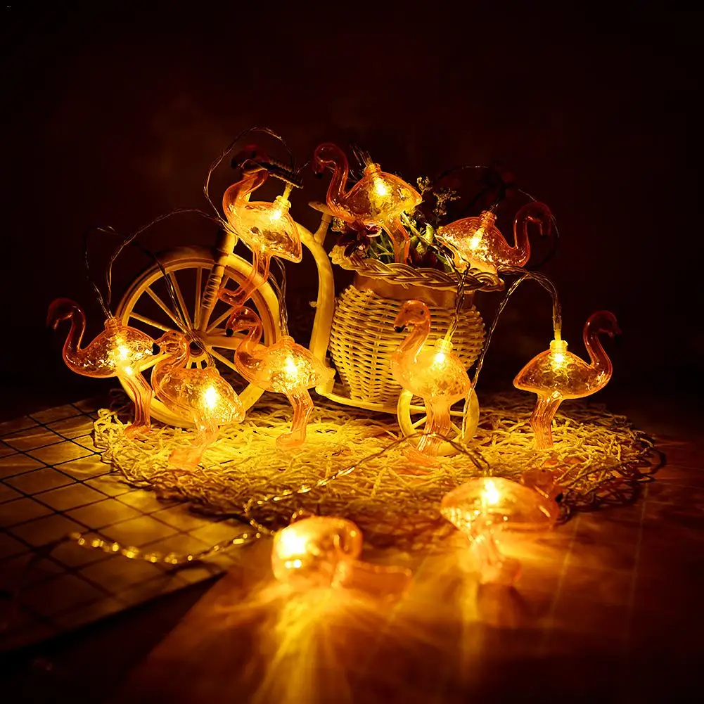 

Solar Flamingo Decorative Light String 10/20led For Wedding Christmas Party Home Indoor Decoration Solar Powered
