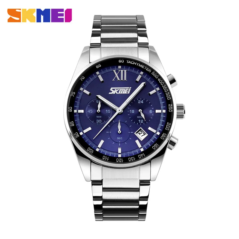 

SKMEI Quartz Men's Watch Luxury Brand Stainless Steel Stopwatch Sport Watches Analog Man Clock Wristwatch Relogio Masculino 9096